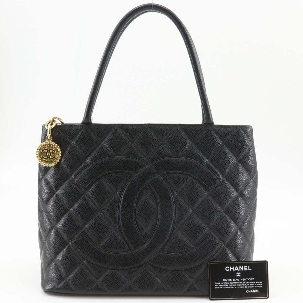CHANEL Black Caviar Leather Logo Tote Bag - Picture 14 of 14